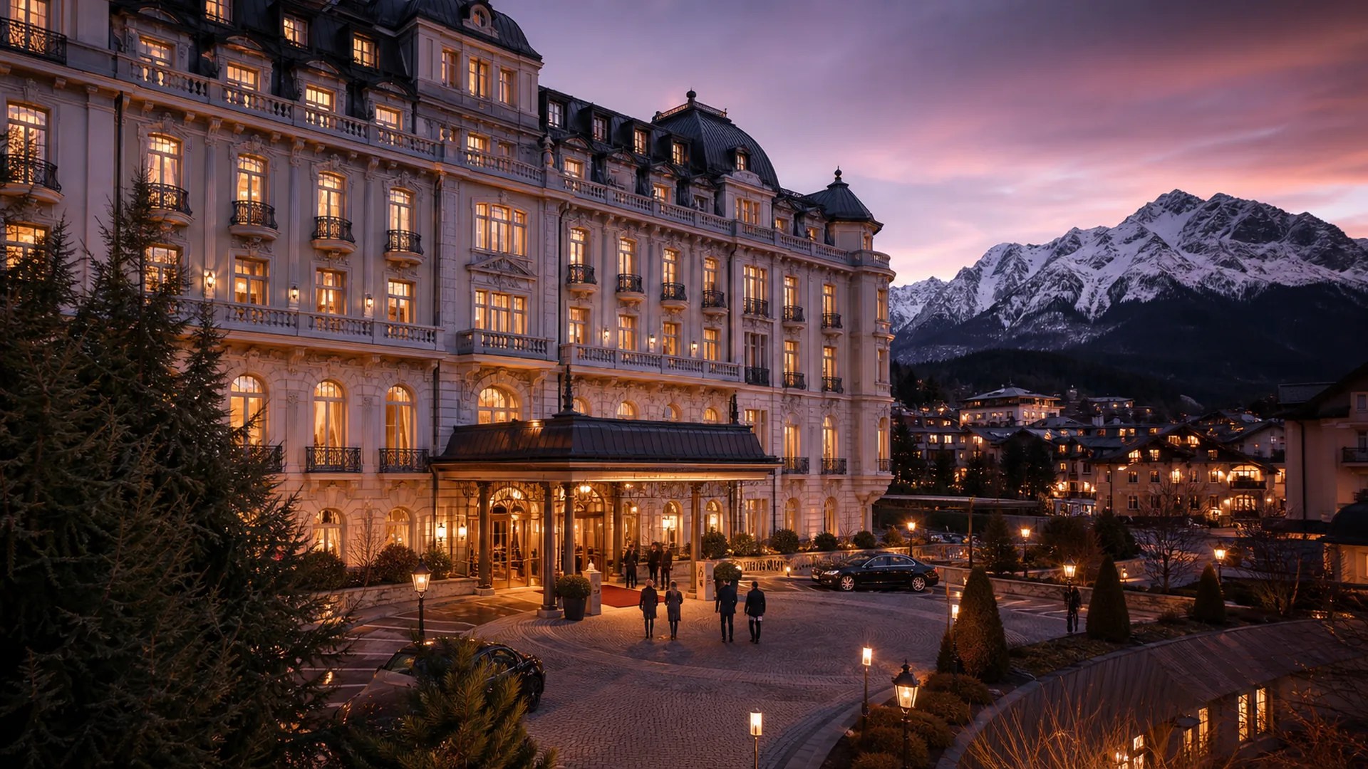 Redaktionell erzeugtes österreichisches Grandhotel in alpiner Umgebung